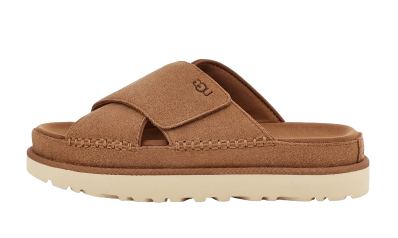 UGG Women’s Goldenstar Cross Slide Chestnut | כפכפי אגג